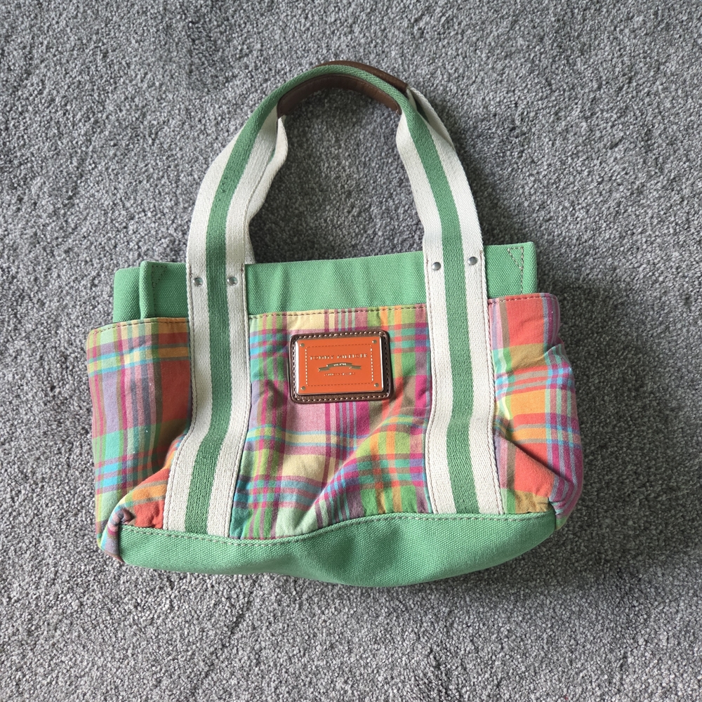 Tommy Hilfiger Green and Pink Plaid Purse